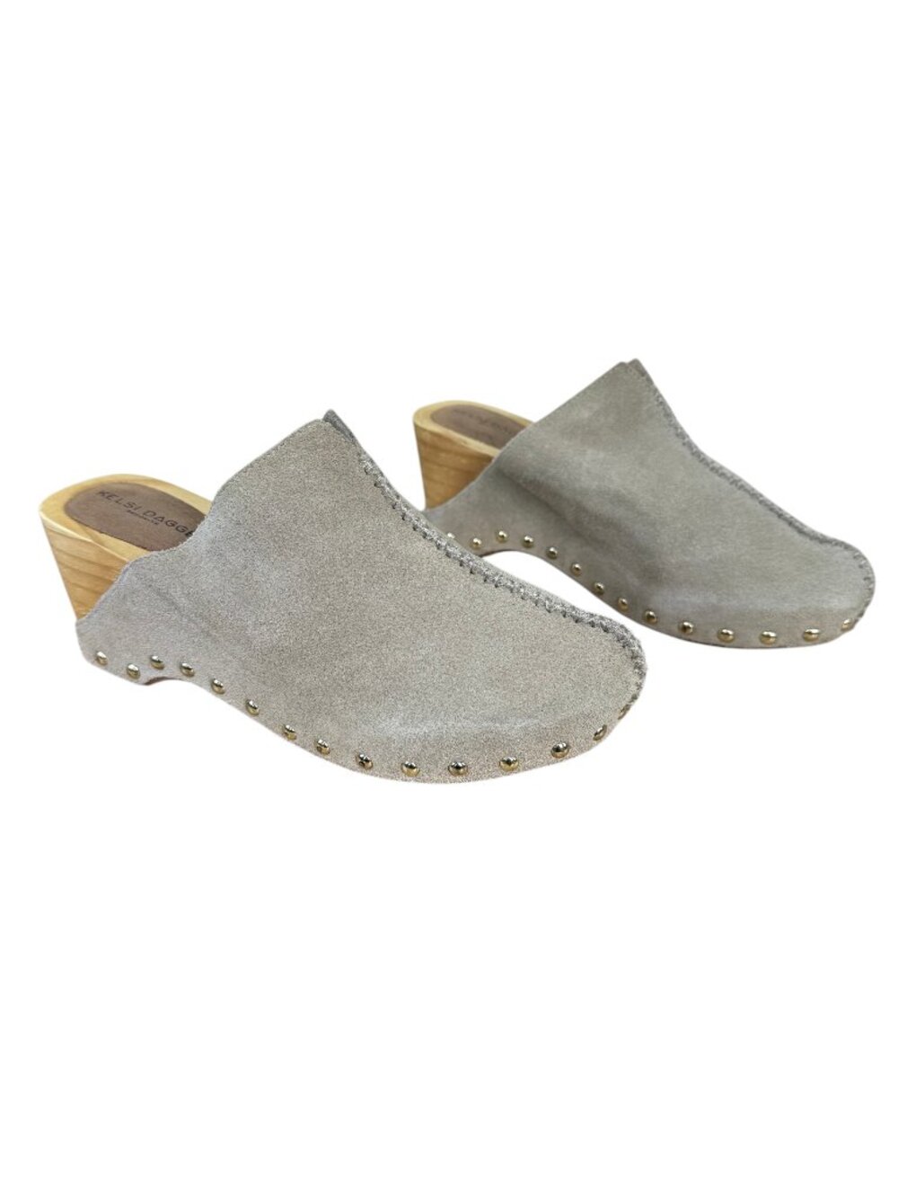 Kelsi Dagger Brooklyn Journal Clogs Mules Beige Tan Suede Scandinavian (7.5)